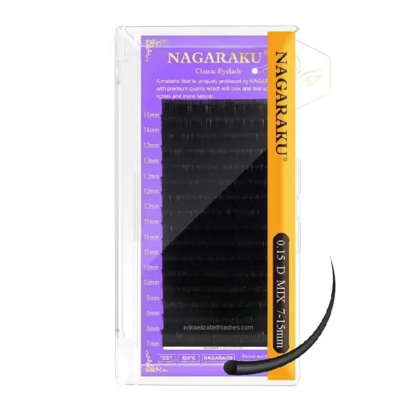 blister de pestañas nagaraku 1 x 1 pelo a pelo diametro 0.15 mm curva D medida mixta