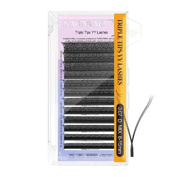 trple-yy-nag Blister de Pestañas Nagaraku YYY Triple Punta Raíz Plana 3D Profesional