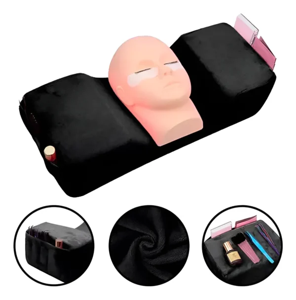almohada-pestañas Almohada Ergonómica para Extensiones de Pestañas con Organizador para Lashistas