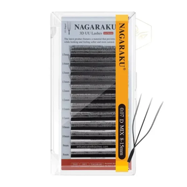 Blister Pestañas Nagaraku 3D UU Forma de U con Puntas Bífidas para Volumen Fluffy