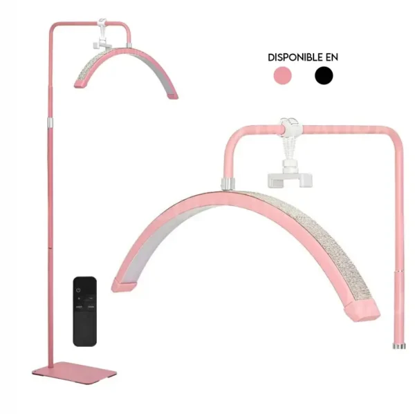Iluminación de estudio para extensiones, Lámpara moon light para cabina, Lámpara de pie estética en forma de U